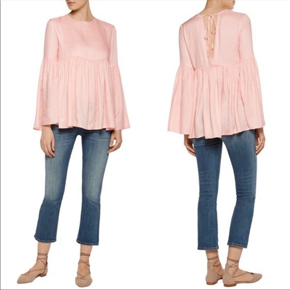 Walter Baker Sophie Bell Sleeve Boho Peasant Long Sleeve Flowy Blouse Light Pink - Picture 1 of 8